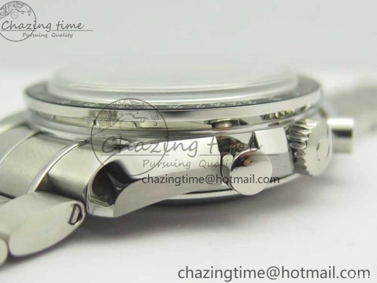 1227 Lightweight Speedmaster SS Snoopy OMF Best Edition White Dial on SS Bracelet Manual Winding Chrono Movement 7992